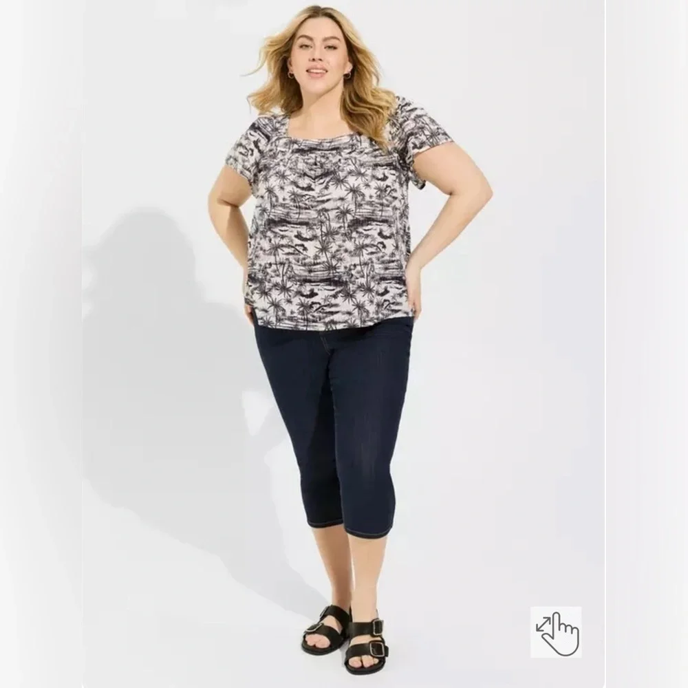 Torrid‎ Clip Jacquard Square Neck Flutter Sleeve Jungle Toil Top Women's 4X New - Picture 10 of 10